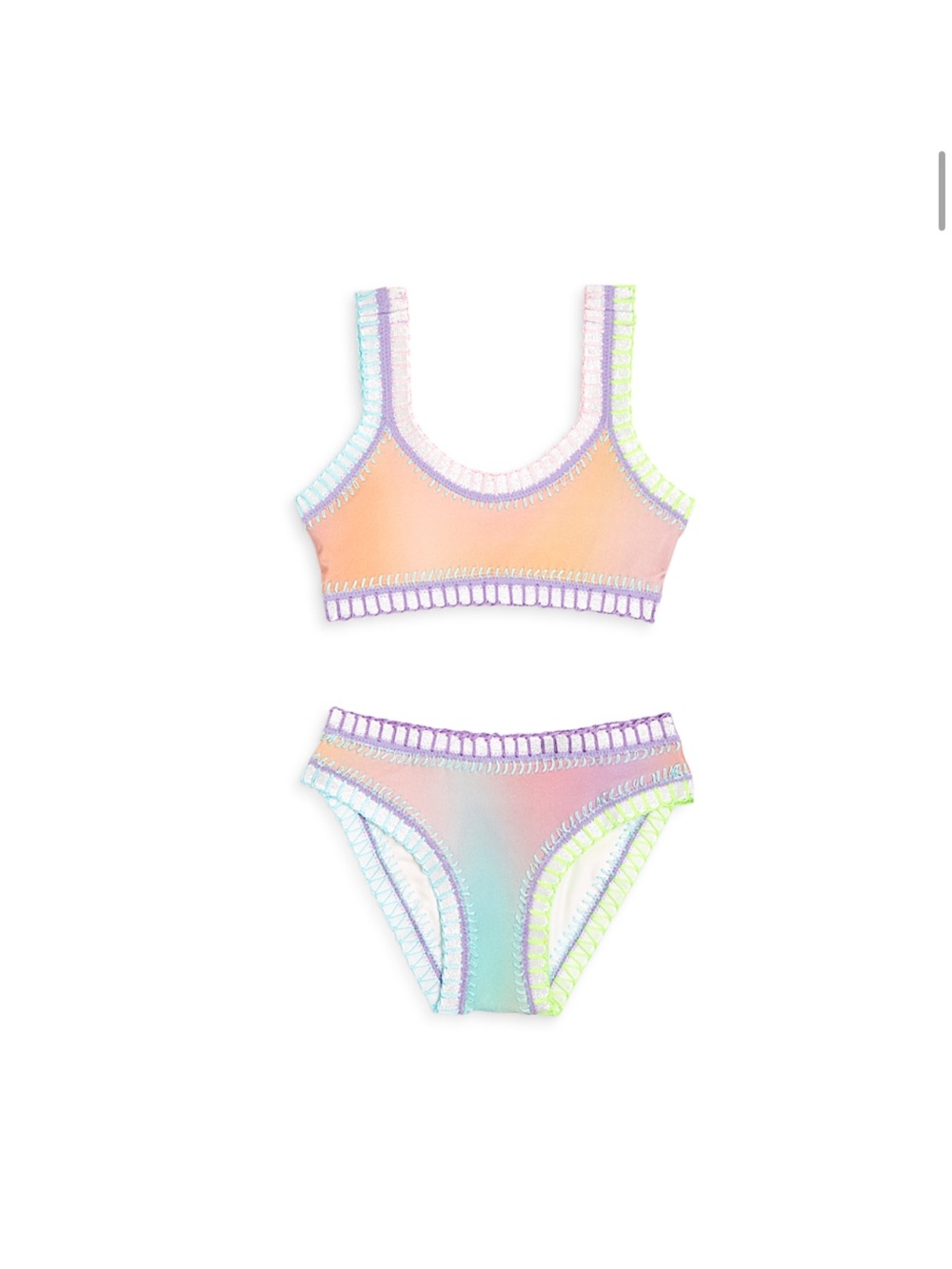 PQ Swim golden hour sporty rainbow embroidered two piece swimsuit size 4 🌈👙